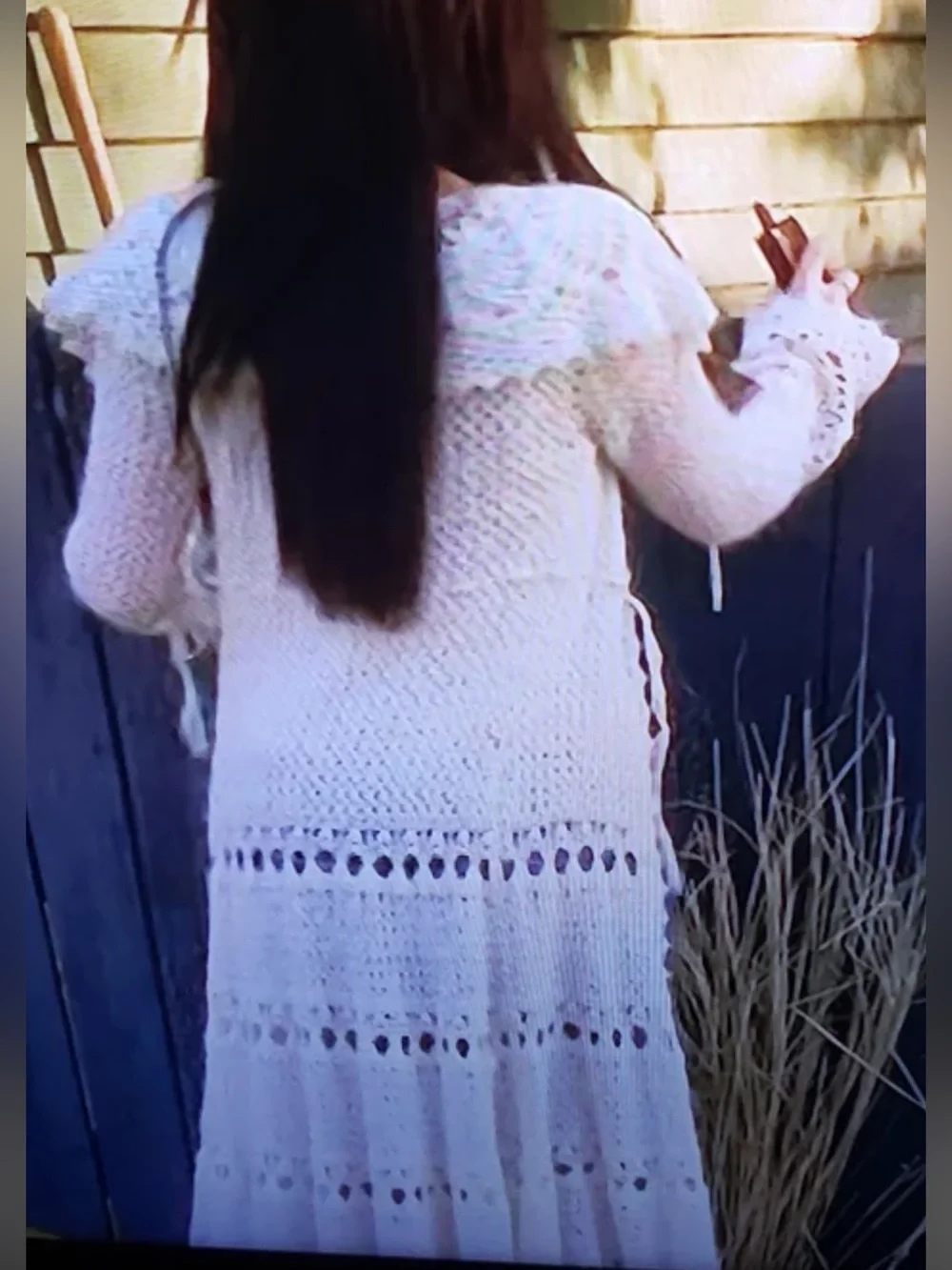 Free People Cream Pineapple Crochet Maxi Duster Jacket Coat
